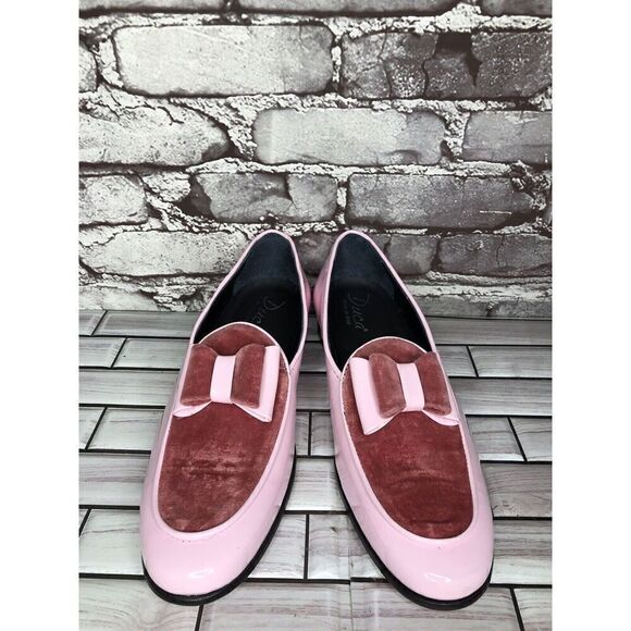 Vtg Duca Pink Patent Leather Velour Bow Loafers Dress Shoes Men’s Sz 41EU/8M US main image 11